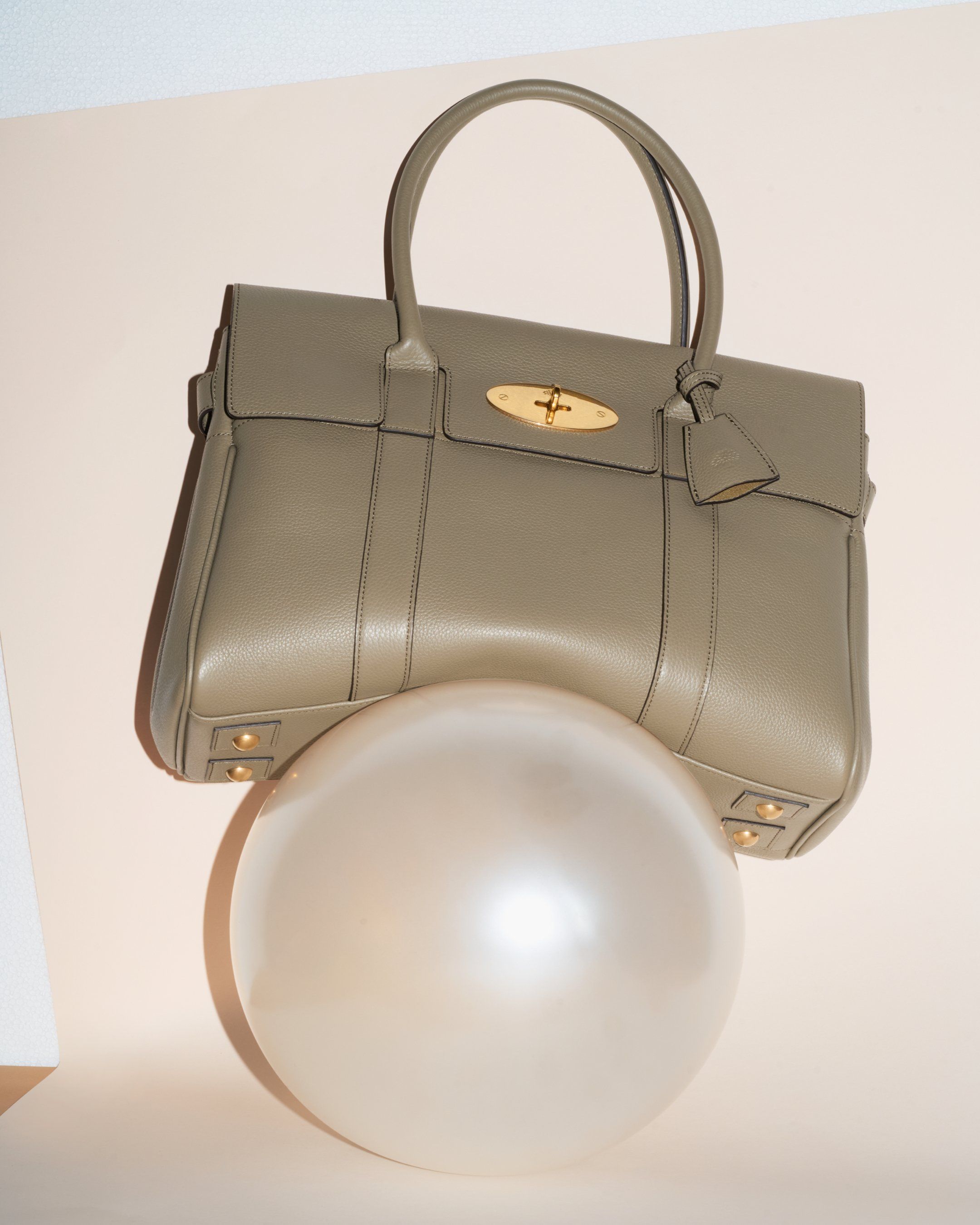 Mulberry Bayswater handbag in linen green leather